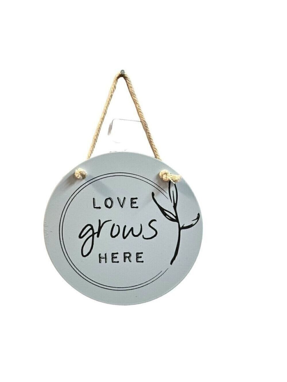 Love Grows Here Round Mini Sign Farmhouse Hanging Decor 5in Garden Home Gift